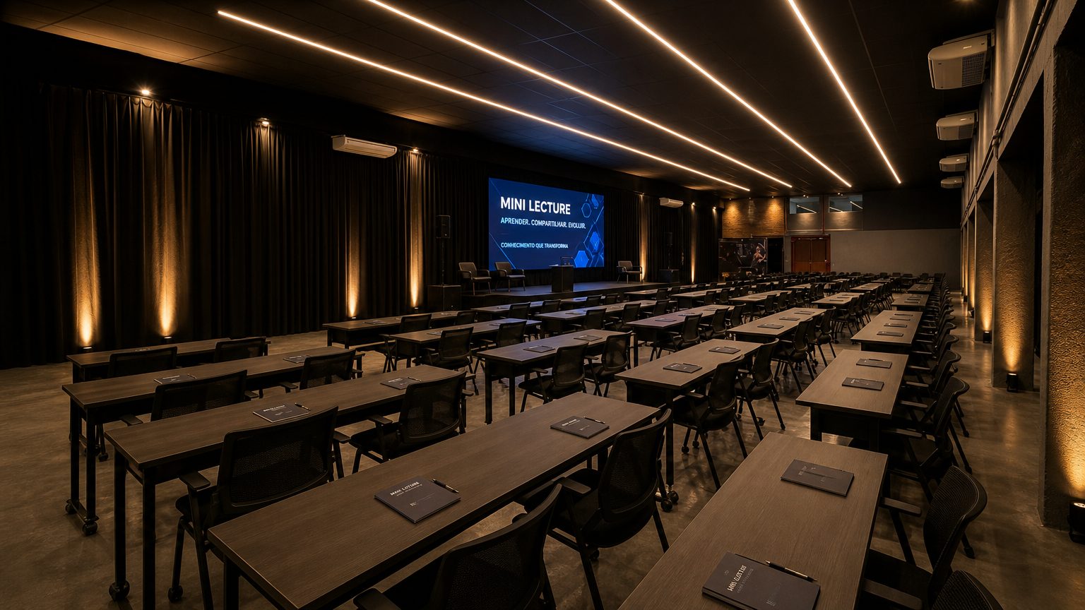 Espaço Magna do CN HALL montado em formato escolar para treinamentos